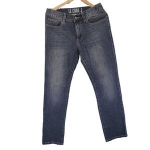 LL Cool J Mens Fading and Whiskering Black Denim Jeans, Size 30x32 Cotton